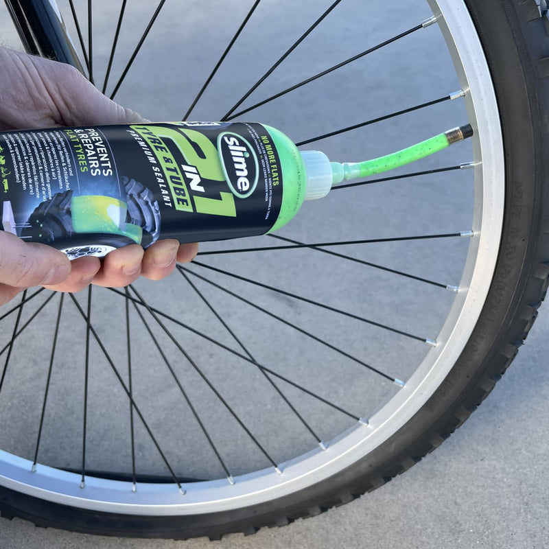 Slime 10193 Tire and Tube Sealant Puncture Repair Sealant, 2-in-1, Premium, Prevent and Repair, Suitable for Non-Highway Tires and Tubes, Non-Toxic, Eco-Friendly, 16oz Bottle 16 oz