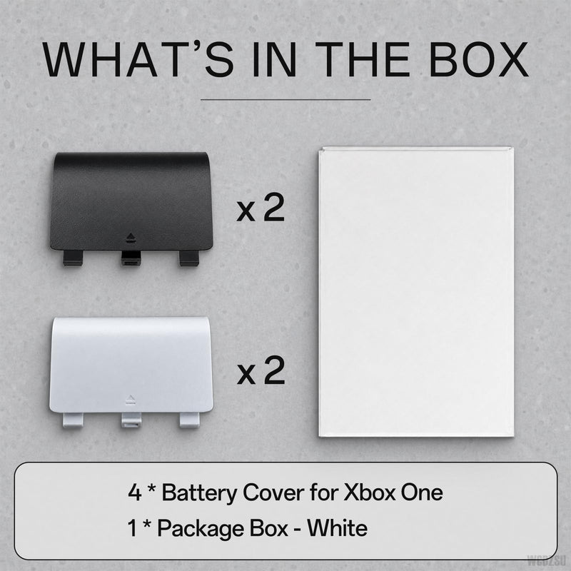 WCDZSU 4 Pack Battery Cover for Xbox One S, for Xbox One X Controller | Battery Back Replacement Cover Case Back Shell Holder Repair Changing Part for Xbox One Accessories, Black and White
