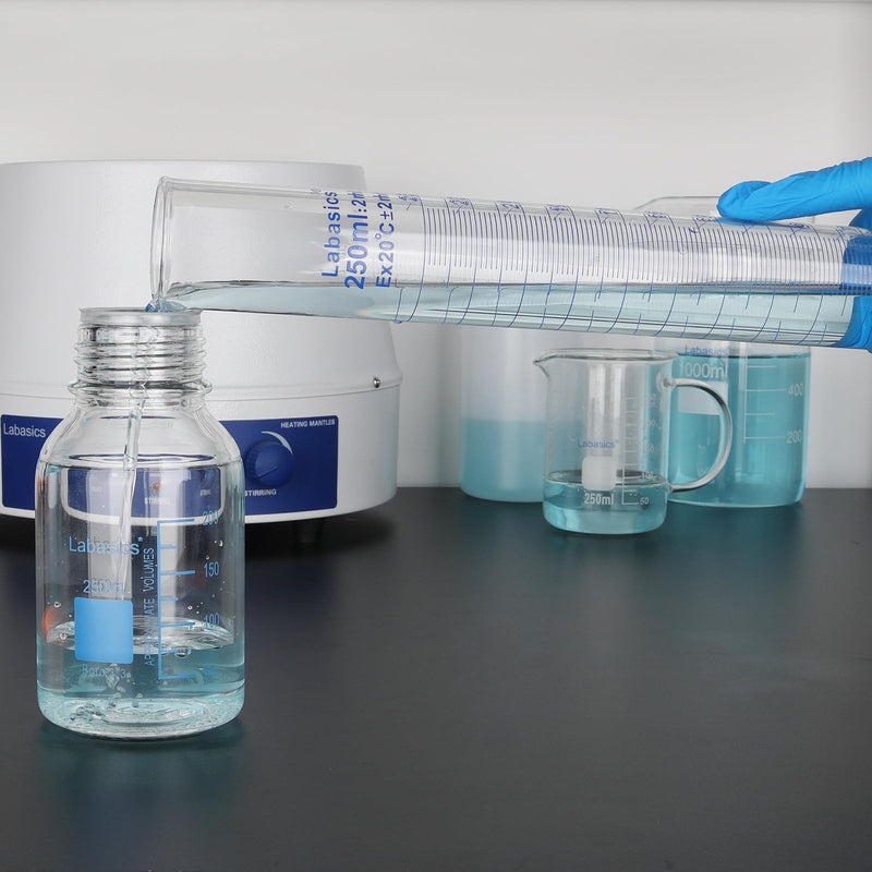 Labasics 3-Pack Borosilicate Glass 250 ml Heavy Wall Graduated Cylinder Measuring Cylinder