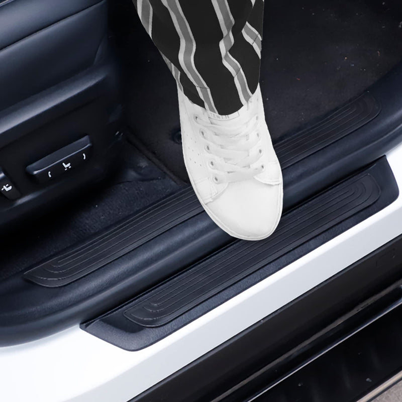 SINGARO Car Door Threshold Protection, 4PCS Door Edge Step Dust Shield Cover, Door Width 23.6x2.36inch Car/SUV Universal Rubber Scratch Resistant Exterior Accessories (Black) Black