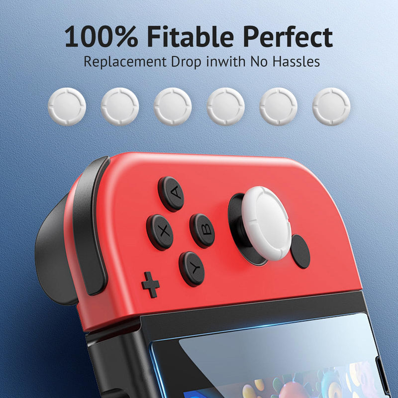 6 Pack White Silicone Analog Stick Covers for Nintendo Switch, Joy-Con Controller Thumb Grips, Joystick Replacement Caps
