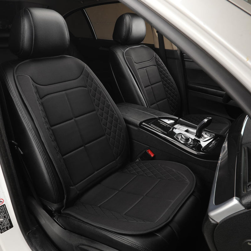 Car Seat Cushions, Car Seat Cover Foldable Portable Seat Cover for Back and Seat Cushions with Bottom Anti Slip Silicon(1 Pack/Black)