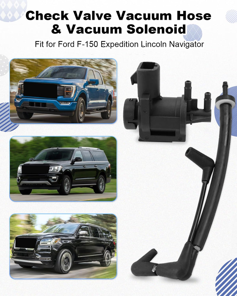 Check Valve Vacuum Hose and Vacuum Solenoid Fit for Ford F150 2015-2020, Fit for Ford Expedition 2018+, Fit for Lincoln Navigator 2018+, FL34-7A788-AD, FL3Z-3A788-B, 7L1Z-9H465-B Size2
