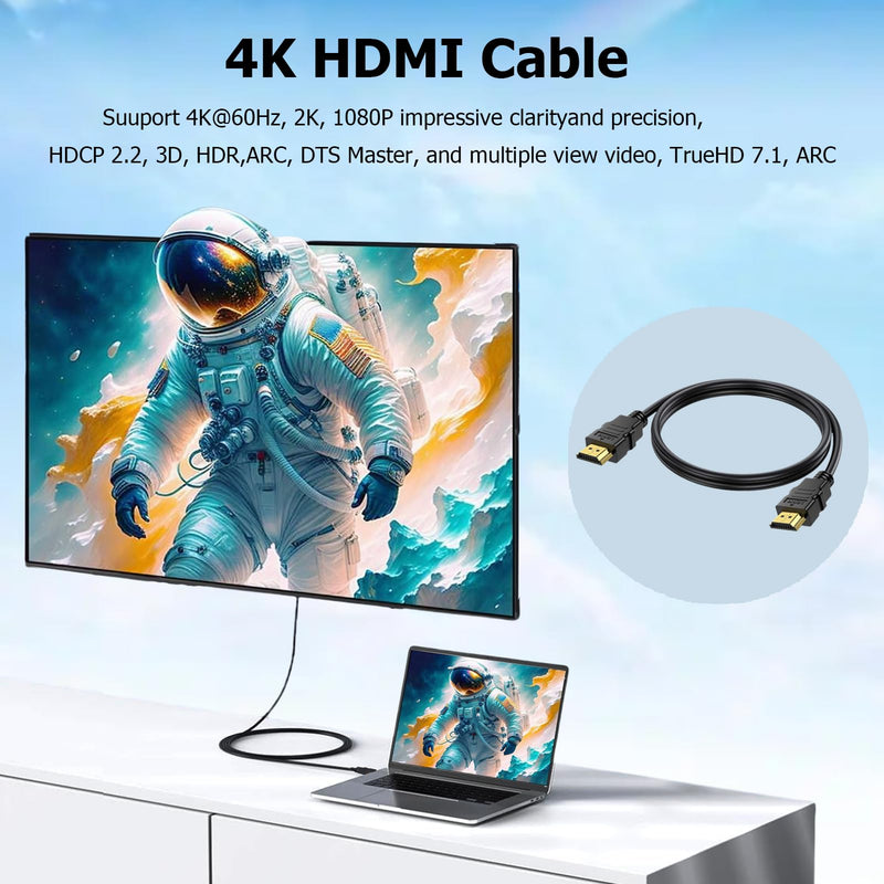 4K HDMI Cable 3.3 FT 10-Pack, Shielded HDMI TV Cord, Gold-Plated HDMI 2.0 Male Cable 120Hz ARC & CL3 Rated, HDCP 2.2, 3D HDR| for Docking Station, PC,Monitor, Switch, Splitter, PS4/5, Xbox, Soundbar 3.3FT Black