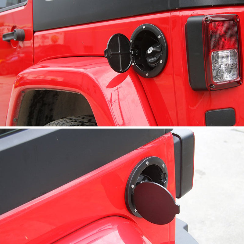 Gas Cap Fuel Door Gas Tank Cover for Jeep Wrangler JK & Unlimited Sport Rubicon Sahara 2007-2018