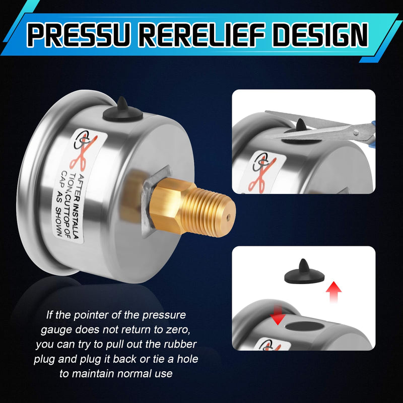 Boltigen Fuel Pressure Gauge, 3/8'' Barb Fuel Pressure Gauge Kit, 0-60psi Glycerin Filled Fuel Pressure Regulator with Gauge for Car, 1/8'' NPT Inline Fuel Pressure Guage with 1/4'' 3/8'' Converter