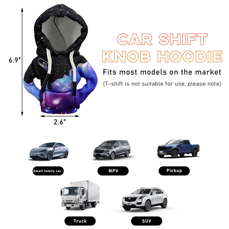 Car Gear Shift Hoodie, Mini Funny Fashionable Automotive Gear Shifter Cover, Winter Warm Car Shift Knob Sweater Protector, Universal Interior Car Accessories for Decoration (Starry Sky) Starry Sky