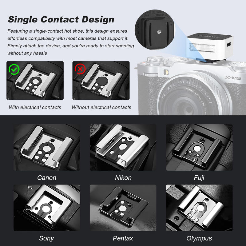 ZF04 Mini Camera Flash Speedlite On Camera, 372 Full-Power Flashes 2.5S Recycle Mini Manual Flash for Canon/Sony zv1/Sony zve10 /Ricoh gr3/Nikon/Fuji f1 (Silver) ZF04 Silver