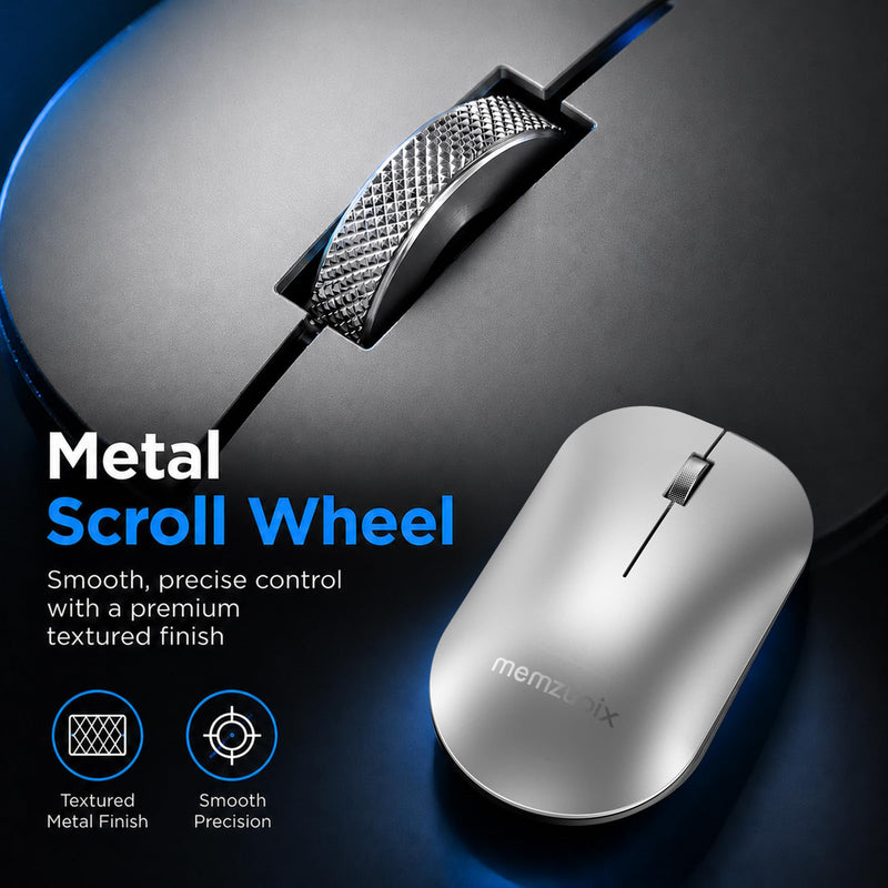 memzuoix 2.4GHz Wireless Mouse, Silent Click Portable Mouse with 1600 DPI Precision Optical Sensor, USB Receiver, Plug and Play Compact Mouse for PC, Laptop, MacBook, Chromebook, Chrome OS, Silver