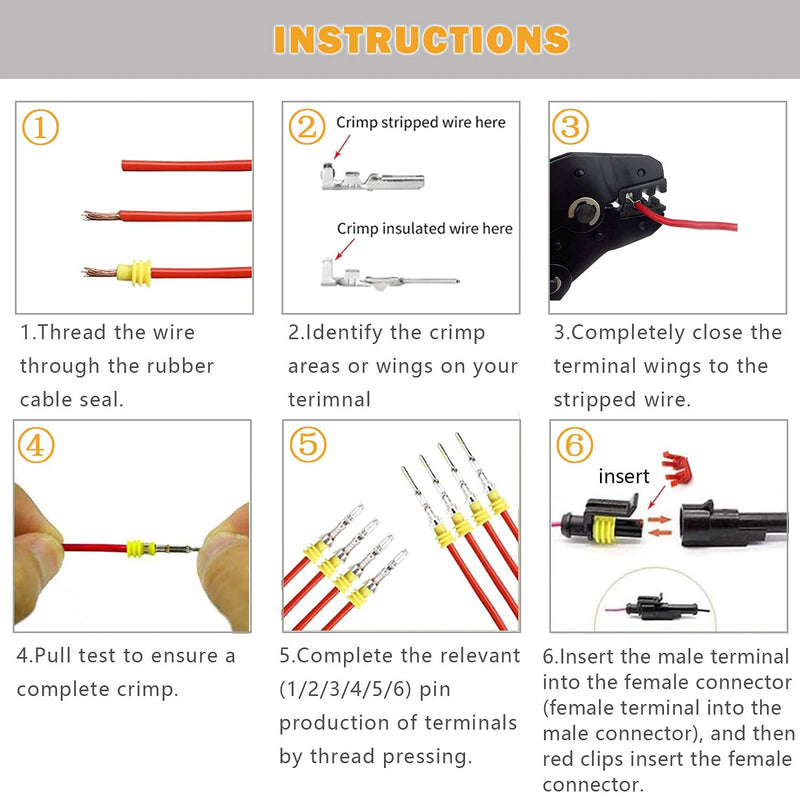 10 Kit 3 Pin Connector, 20-16 AWG Waterproof Electrical Automotive Wire Connector, 1.5mm Series Terminals Male Female Car Connectors Plug Sets 10PCS 3-Pin