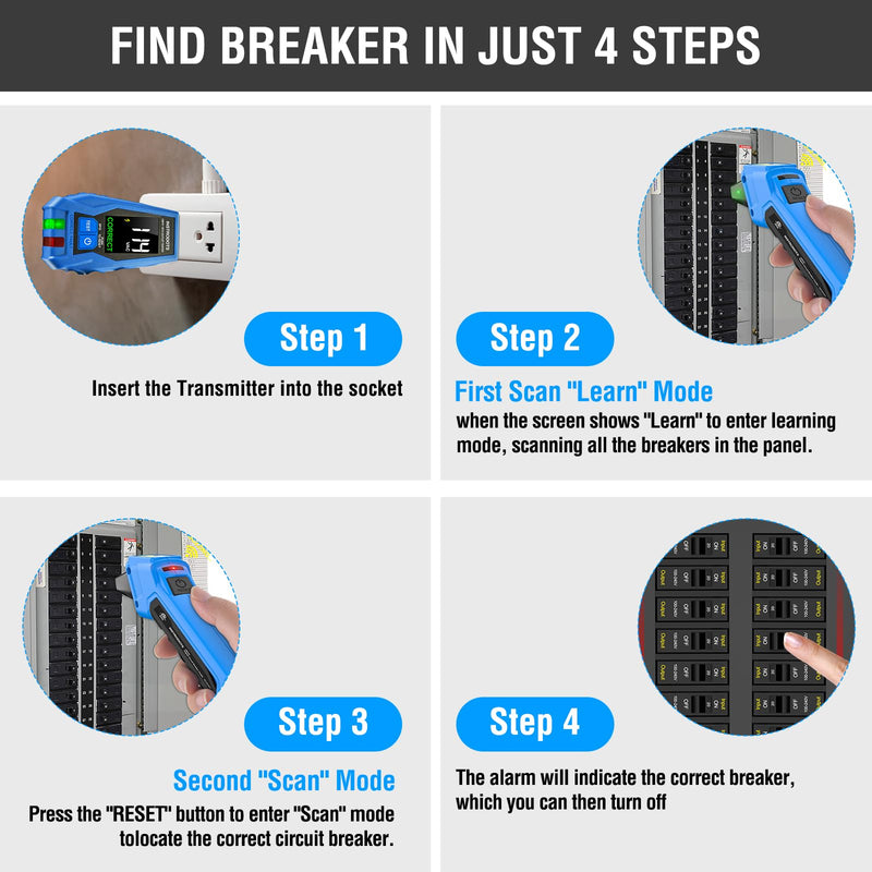 Circuit Breaker Finder, Digital Breaker Finder with GFCI Outlet Tester, AC 90-135V Electrical Circuit Tracer with Buzzer Alarm & Color LCD Display, Includes Batteries & Carrying Case Circuit Breaker Finder