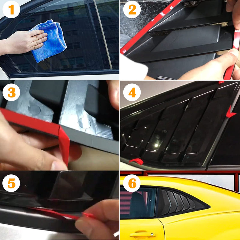 Side Window Louvers Matte Black Compatible with Chevrolet Chevy Camaro 2010 2011 2012 2013 2014 2015 Left Right 2PCS Windshield Sun Shade Cover Lambo Style Side