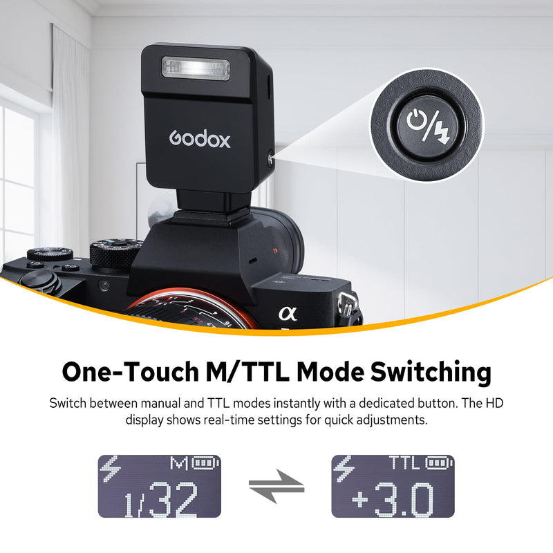 Godox iT22 S Flash for Sony, iT22-S Mini TTL Flash with Intuitive Screen | 1.5s Recycle, 700 Full Power Flashes, USB-C Charge, Built-in Battery, GODOX iT22 iT22S Pocket Flash Speedlight for Sony iT22-S for Sony
