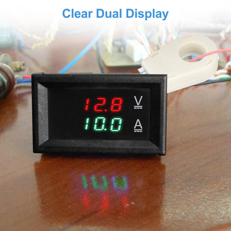 Linkstyle DC Volt Amp Meter Ammeter, DC 5-100V 100A Dual Display Current Voltage Meter Gauge with Hall Effect Sensor Transformer