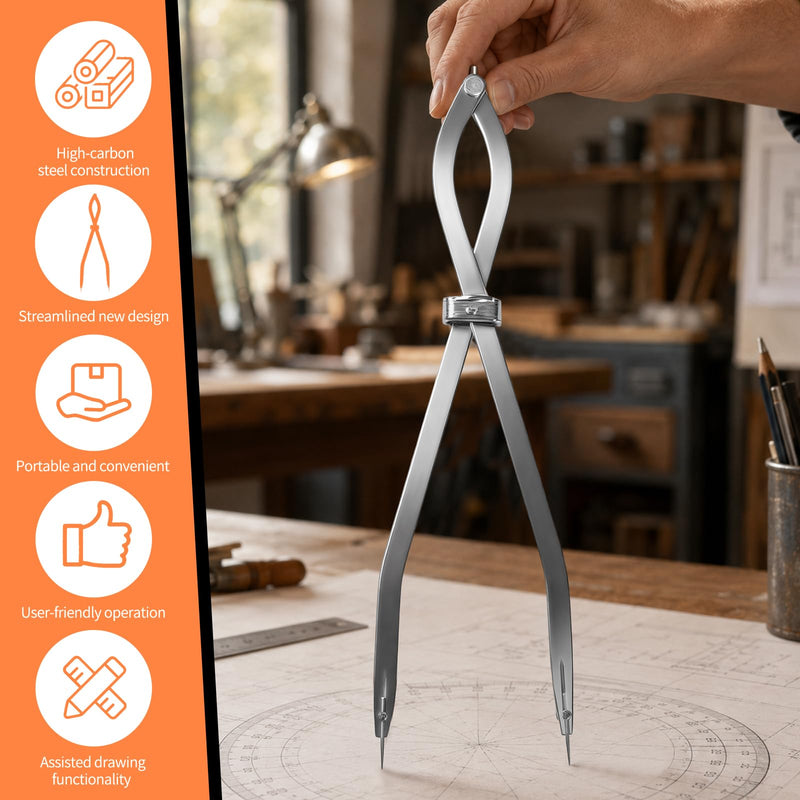 Radius Divider Tool 16 Inch, Fast Adjusting Scriber for Sheet Metal Fabrication & Layout Work, 4pcs Replaceable Points, Metalworking Woodworking Insulation Tool, Draws Circles Up to 37 Inches X1601