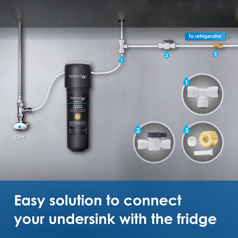 Waterdrop KITB 1/4" Water Line Connection Kit for Waterdrop 10/15/17UB Series, WD-G2/G3 RO System and iSpring, APEC, Express Water, Home Master Reverse Osmosis System, Connect it to Fridge/Ice Maker