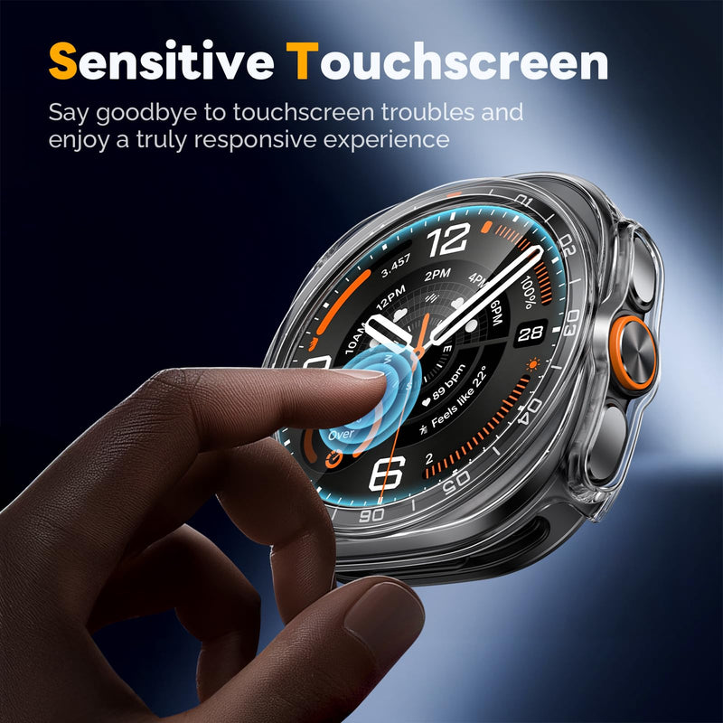Misxi [2+2 Pack] Case and Screen Protector for 47mm Galaxy Watch Ultra 2 | Bumper Cover and Auto-Alignment Tempered Glass for Samsung Galaxy Watch Ultra2, Anti-Scratch Protection, Transparent Transparent(2-Pack) Galaxy Watch Ultra 2 [47mm]