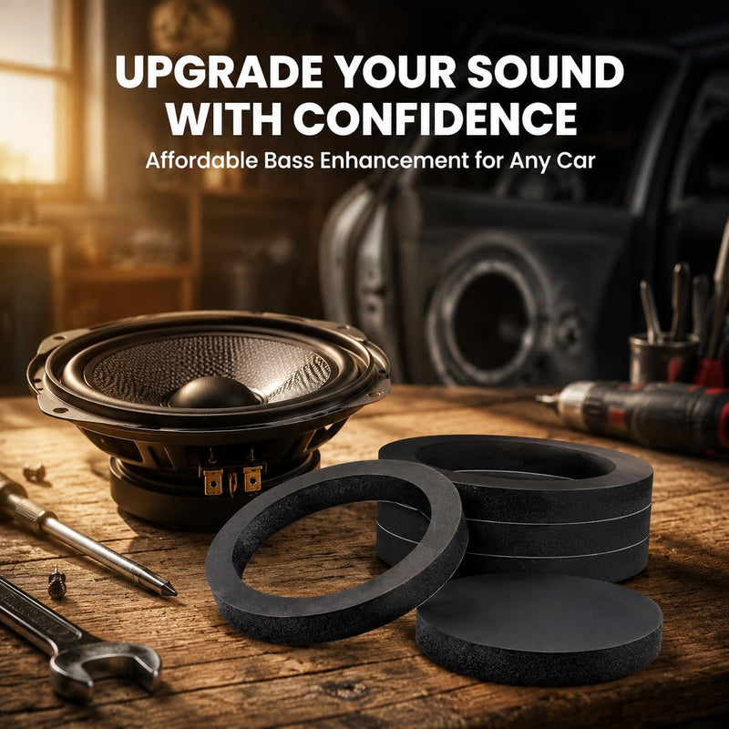 6.5 Inch Speaker Foam Rings – High Rebound Acoustic Foam Bass Blocker Kit, Self-Adhesive Car Door Speaker Baffles Enhancer for 6”, 6.5”, 6.75” Vehicle Speakers - 4 Pack
