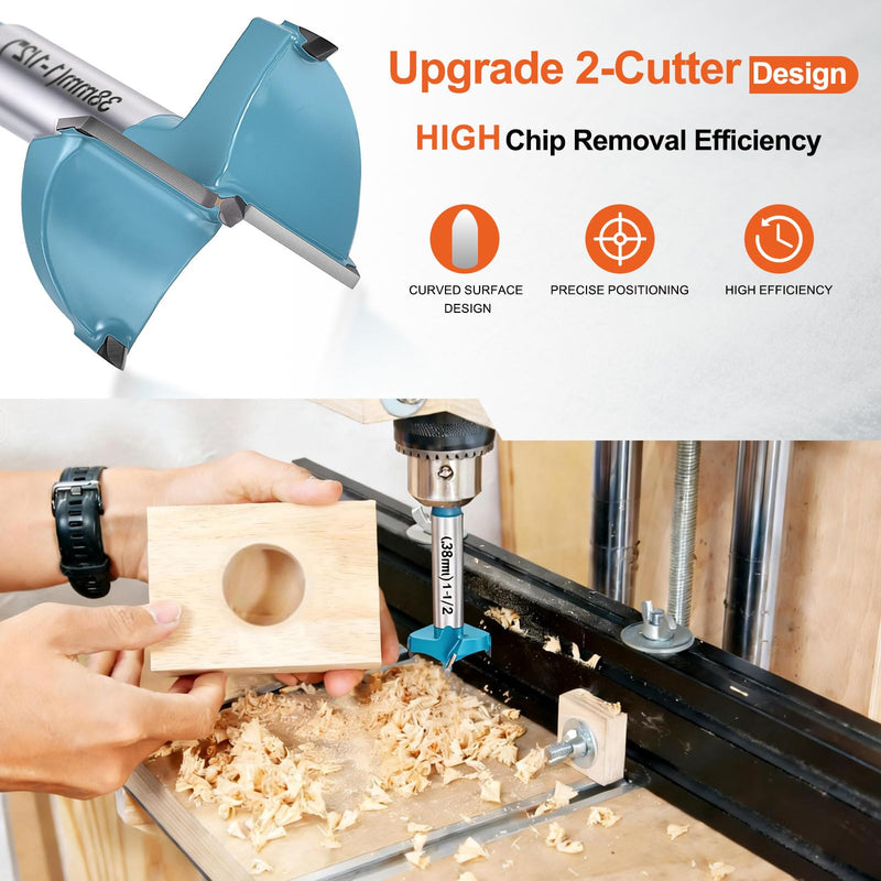 DTGN 3-11/32"(85mm) Forstner Drill Bits - 2Pack - Good for Wood Plastic Plywood - 2 Flutes Tungsten Carbide Woodworking Hole Saw Cutter with Hex Shank - Green 3-11/32"(85mm)