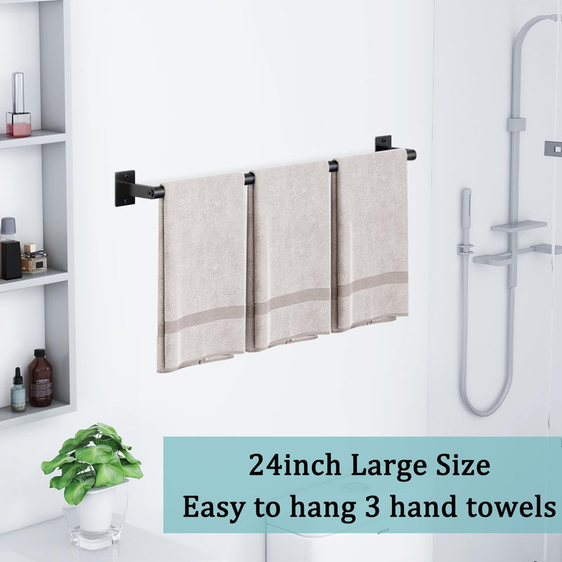2 Packs 24 Inch Bathroom Towel Bar, Matte Black Towel Racks for Bathroom, JIAPAIDUO Bathroom Towel Rack Wall Mounted, Bath Hand Towel Holder Organizer, Modern Home Decor Towel Rod 24 inch (2 Packs)