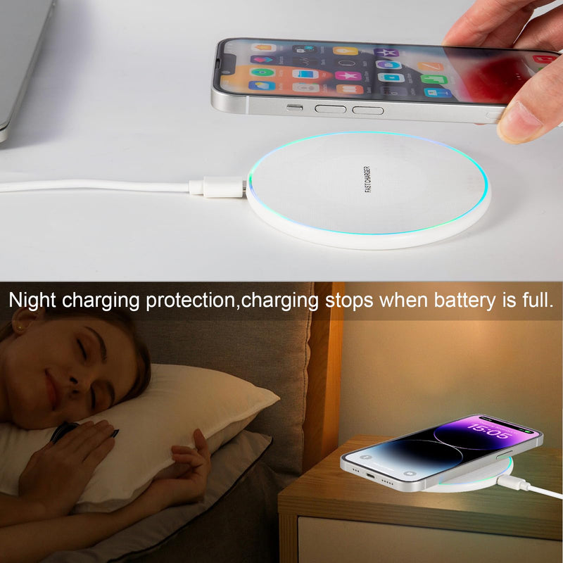 15W Fast Wireless Charger Pad,Wireless Phone Charging Station Compatible with iPhone 14/15/13/12/11/SE/X/AirPods,Fast Charge for Samsung Galaxy S23/S22/S21/S20/Note 20/Buds/Buds +,Pixel,LG G8/7