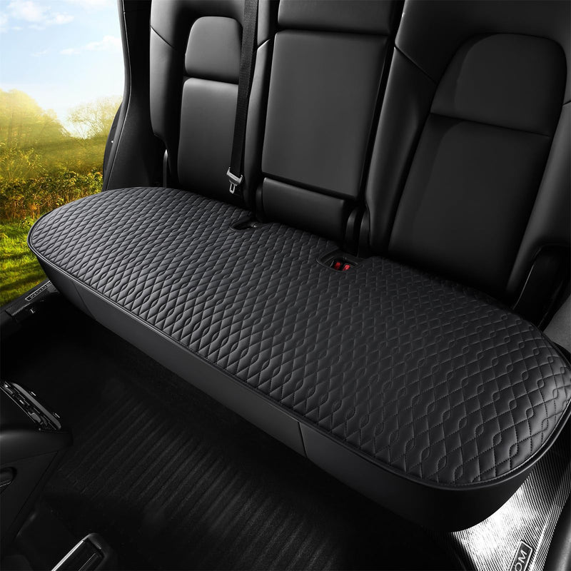  [AUSTRALIA] - SanQing 2PCS Car Seat Cover Luxury Napa Leather Rear Seat Covers for Tesla Model 3 Car Seat Bottom,Heavy Duty Seat Cushion Protector Without Backrest (Leather Black Rear, Model 3) Leather Black Rear