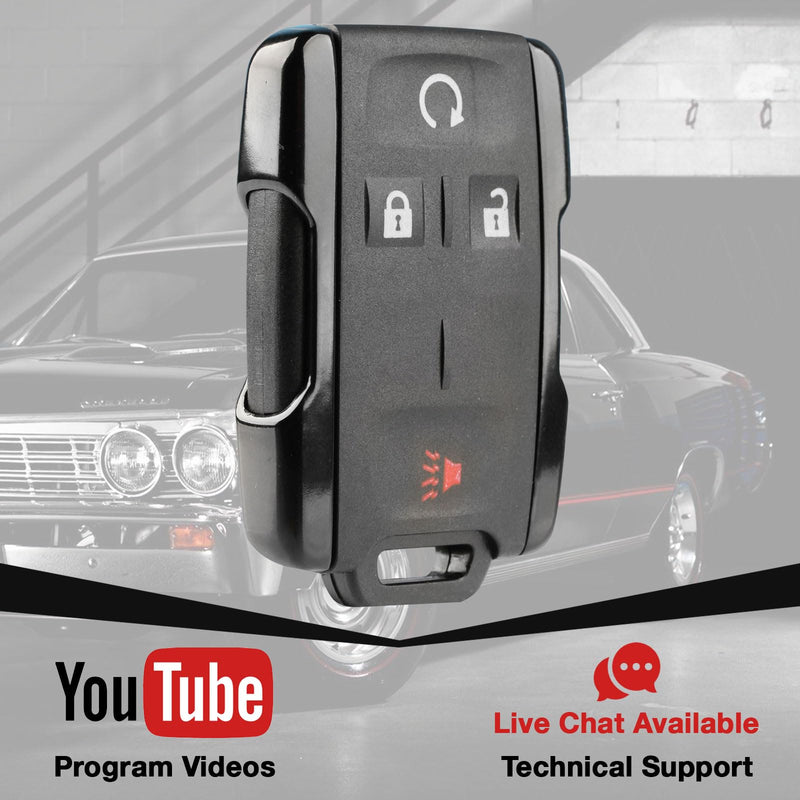 2X Car Keyless Entry 4-Button Remote-Start Remote Replacement with Aftermarket Key for 2014 2015 2016 2017 2018 2019 Chevrolet Colorado Silverado Suburban Tahoe GMC Canyon Sierra Yukon (M3N32337100) Two