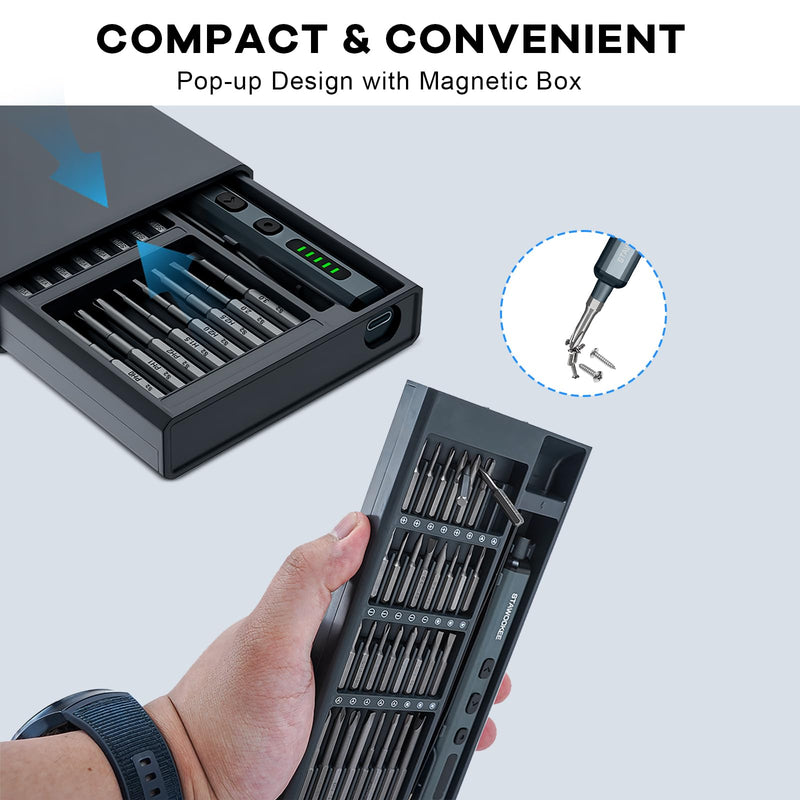 68 in 1 Mini Electric Screwdriver, Precision Electric Screwdriver Set with Magnetic Bits, Rechargeable Portable Screwdrivers - Cordless Power Repair Tool Kit for PCs and Electronics