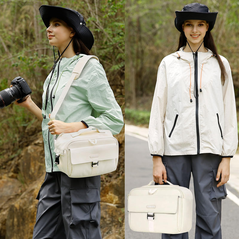 MOSISO Camera Shoulder Bag Camera Case Crossbody Sling Purse, Beige | DSLR/SLR/Mirrorless Compact Padded Photography Handbag with Rain Cover Compatible with Canon/Nikon/Sony Cameras and Lenses