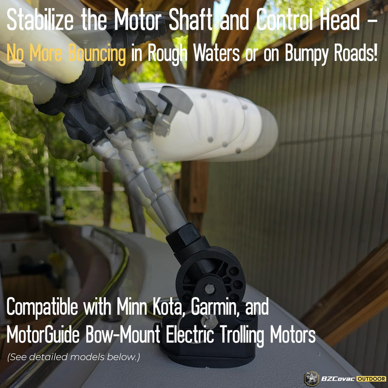 Trolling Motor Stabilizer Support Mount for Minn Kota Terrova/Ulterra/PowerDrive/Riptide, Garmin Force Kraken, MotorGuide Xi5/Xi3/Tour Pro - Shock Absorber, Reduce Bounce - Adjustable Aluminum Rod