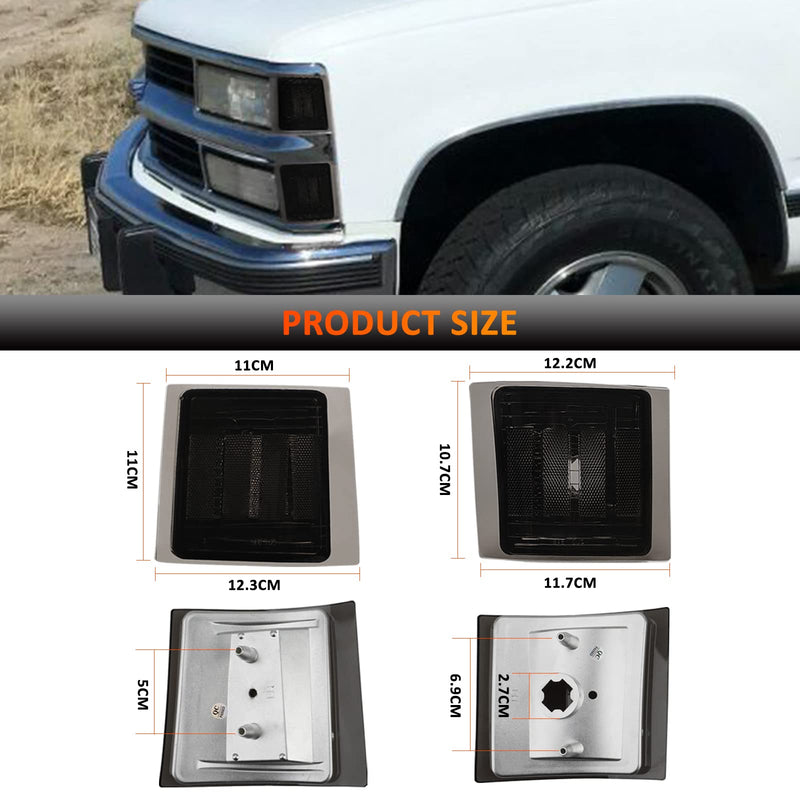  [AUSTRALIA] - Bestview Front Turn Signal Corner Light Assembly, Upper Lower Side Marker Reflector Lamp, Chrome Housing Smoked Lens Compatible with Chevy C/K 10 Pickup Truck 1500 2500 3500 1994-1998 Tahoe 1995-1999