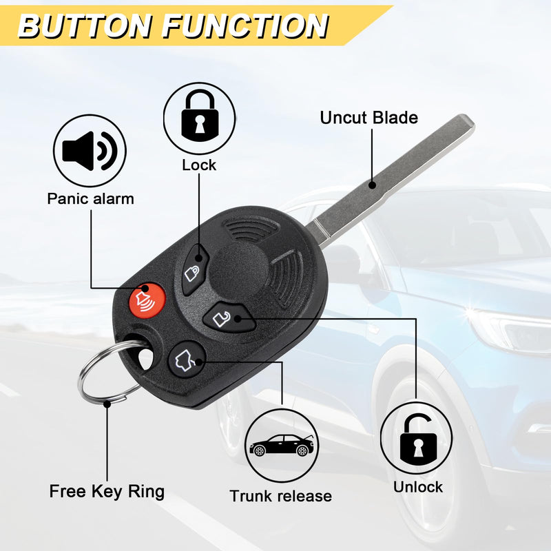 Vurkcy Key Fob Replacement for 2012-2019 Ford Focus/Escape C-Max/Fiesta/Transit Car Keyless Entry Remote Control, OUCD6000022 164-R8046, 4-Btn, 2Pcs
