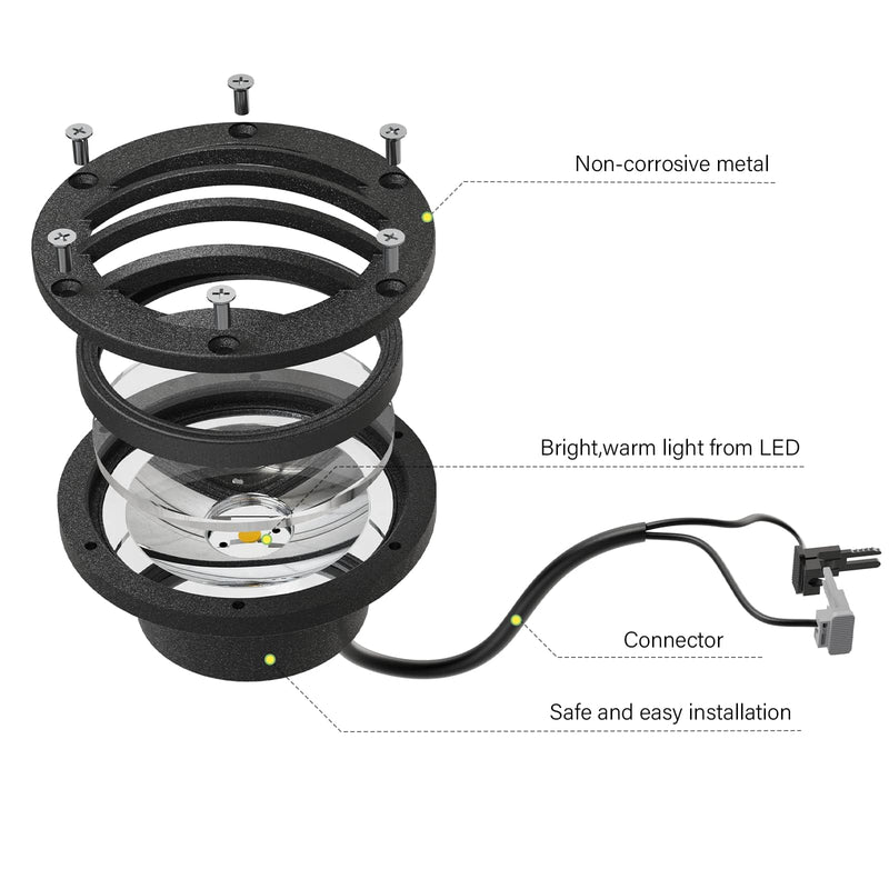 VenusManufacturing Well Light Low Voltage Landscape Lights LED Outdoor 4 watt In-ground Lighting Deck Light Yard Garden 8401-3500-01