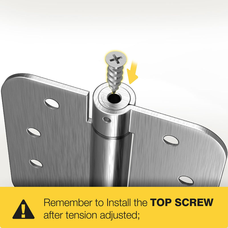 KOLET Self Closing Door Hinges, 4 x 4 Inches Door Hinges with Auto Close, 5/8" Radius Corners Spring Hinges, Heavy Duty Stainless Steel, Long-Lasting, Brushed Nickel, 3 Pack