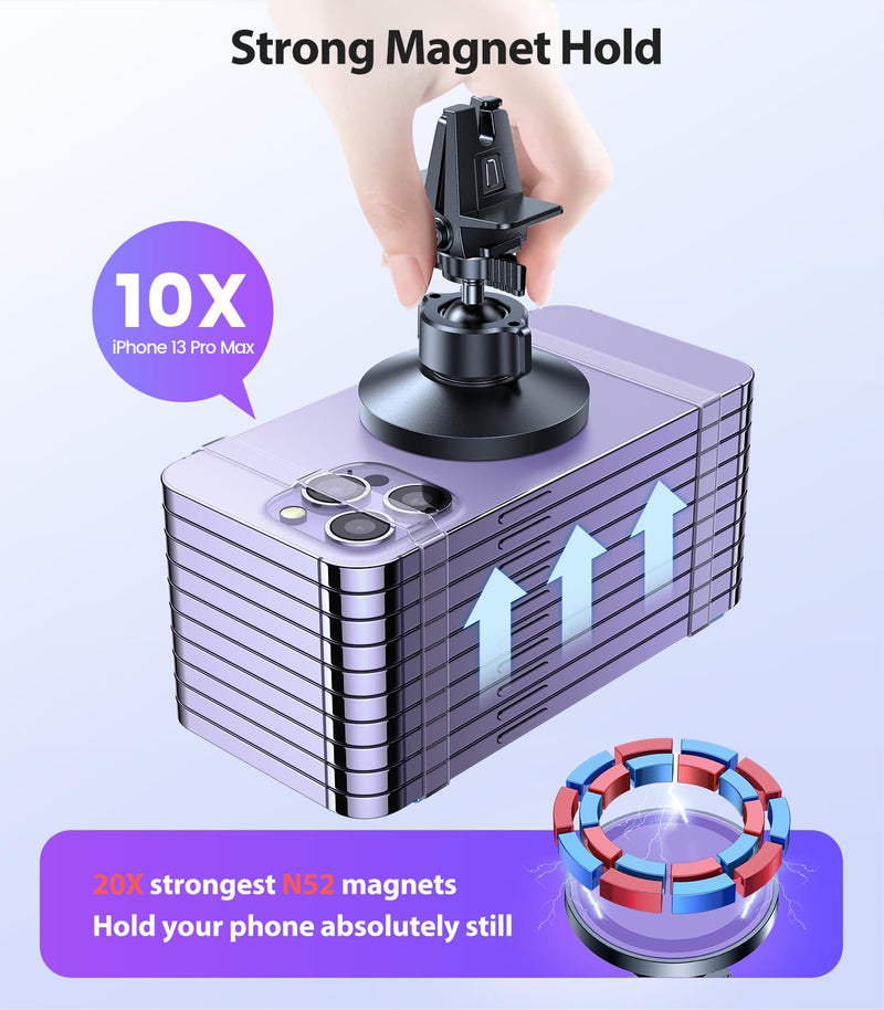 VICSEED for MagSafe Car Mount [Strongest Magnet Power] Car Phone Holder | Magnetic Phone Holder for Car Vent 360 Adjustable Magnetic Phone Mount for iPhone 17 Pro Max 16 15 14 13 12 Plus Mini Purple