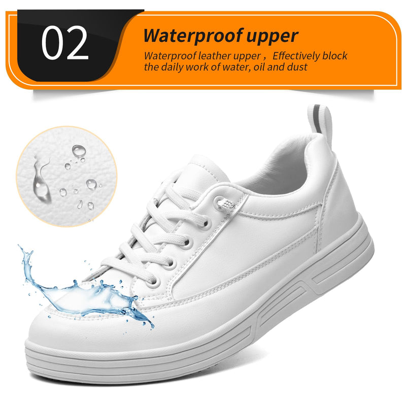 Women's White Non Slip Work Shoes, White Food Service Slip Resistant Work Shoes, White Women's Nursing Shoes. 7.5