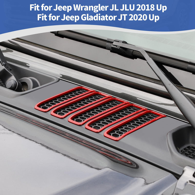 RT-TCZ for Jeep JL Hood Vents Cover Trim Red for Jeep Wrangler JL JLU Gladiator JT 2018-Present Red Exterior Accessories 7pcs