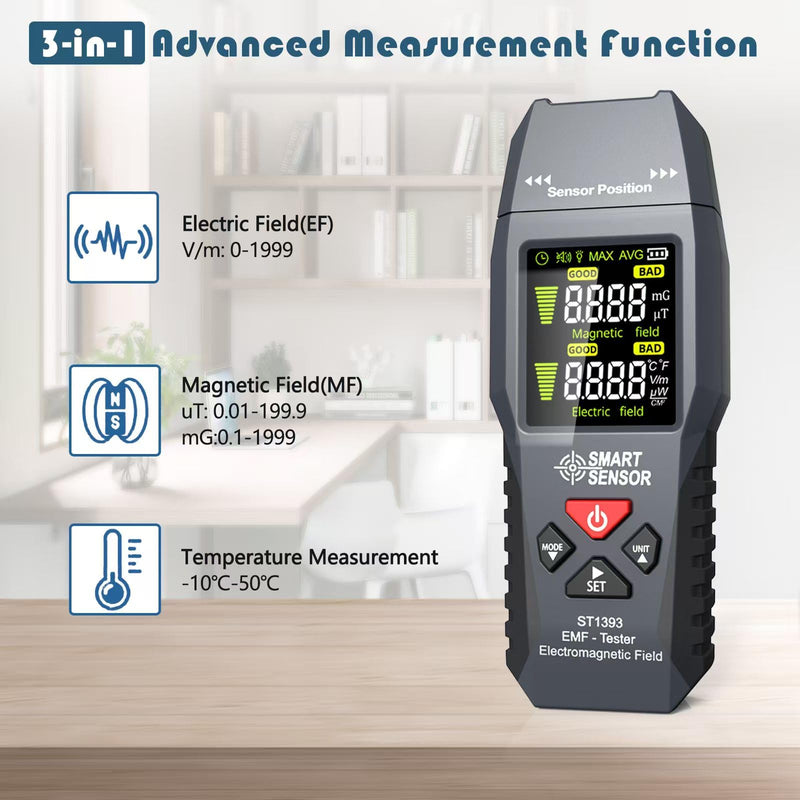 EMF Meter, Handheld LCD EMF Tester, Digital Electromagnetic Field Radiation Detector for Home, Office, Car, Electric Vehicle, Outdoor, Pregnancy Protection small