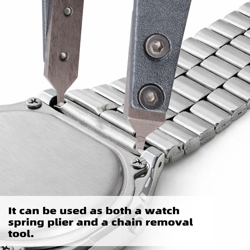 Watch Spring Bar Tweezers, Alloy Steel Y-Shaped Spring Bar Repair Tool Accessories with Screw for Watch Strap Band Replacing & Bracelet Link Chain Length Adjusting
