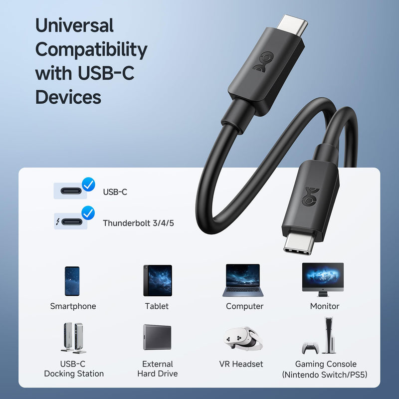 Cable Matters 2-Pack, 20Gbps USB C to USB C Monitor Cable - 6ft / 1.8m, Supports Up to [8K@30Hz/4K@120Hz Video, 240W Charging, 20Gbps Data Transfer], USBC Video Cable, Works with CarPlay, Android Auto