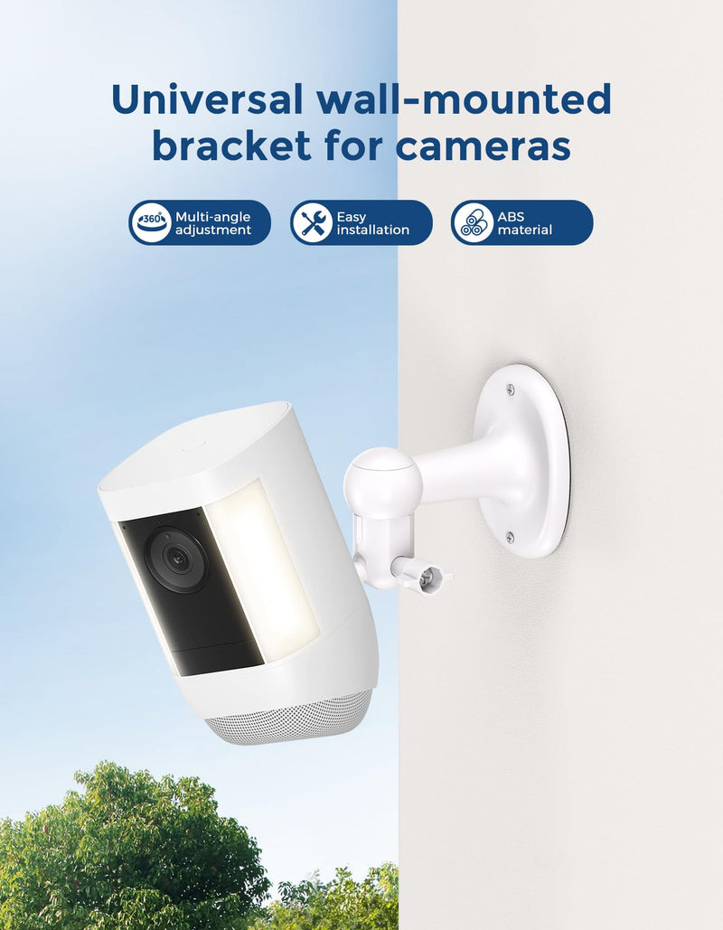 2-Pack Ring Camera Wall Mount, 360° Adjustable Indoor Outdoor Security Camera Bracket Compatible with Ring Spotlight Cam Plus/Pro/Battery & Stick Up Cam for Wider Coverage and Flexible Viewing White