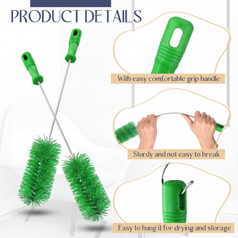 Baderke 2 Pieces Drain Brush Pipe Cleaning Tube Brushes 19.7 Inch Plastic Shower Pipe Flexible Cleaning Tool (Green,19.7 x 2.4 Inch) Green 19.7 x 2.4 Inch