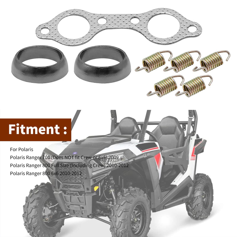 Exhaust Pipe Donut Gasket Replacement for Polaris Ranger XP 800 4x4 EFI 2010-2012G, Manifold Gasket + Gasket Seal + Spring