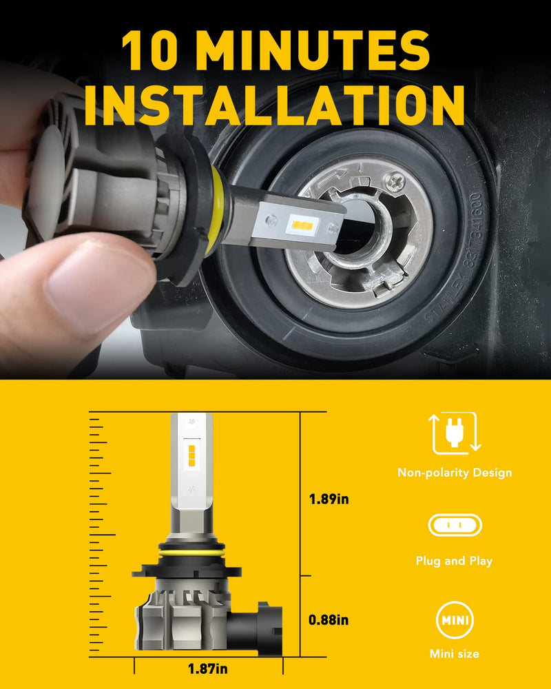  [AUSTRALIA] - AUXITO 9145 LED Fog Light Bulbs, 6000LM 3000K Amber Yellow Light, 300% Brightness H10 9140 9045 9040 Led Fog Lights, CSP LED Chips, DRL Replacement for Cars, Pack of 2