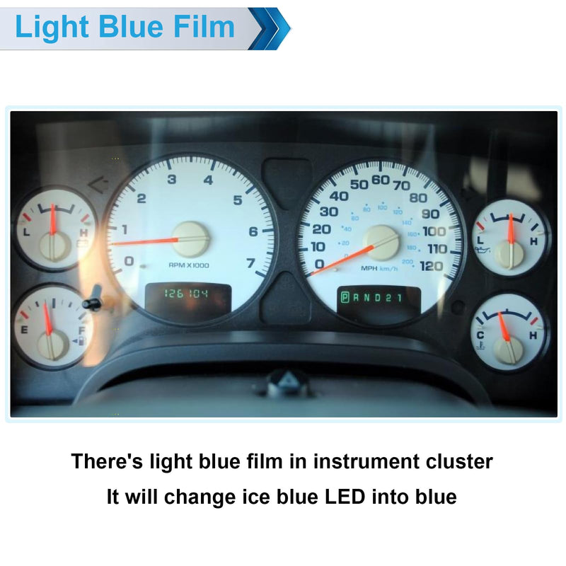 Ice Blue LED Lights Bulbs for Instrument Gauge Cluster Panel Speedometer Compatible with 2002-2006 Do-dge Ram 1500 2500 3500 Pickup Truck Ice blue