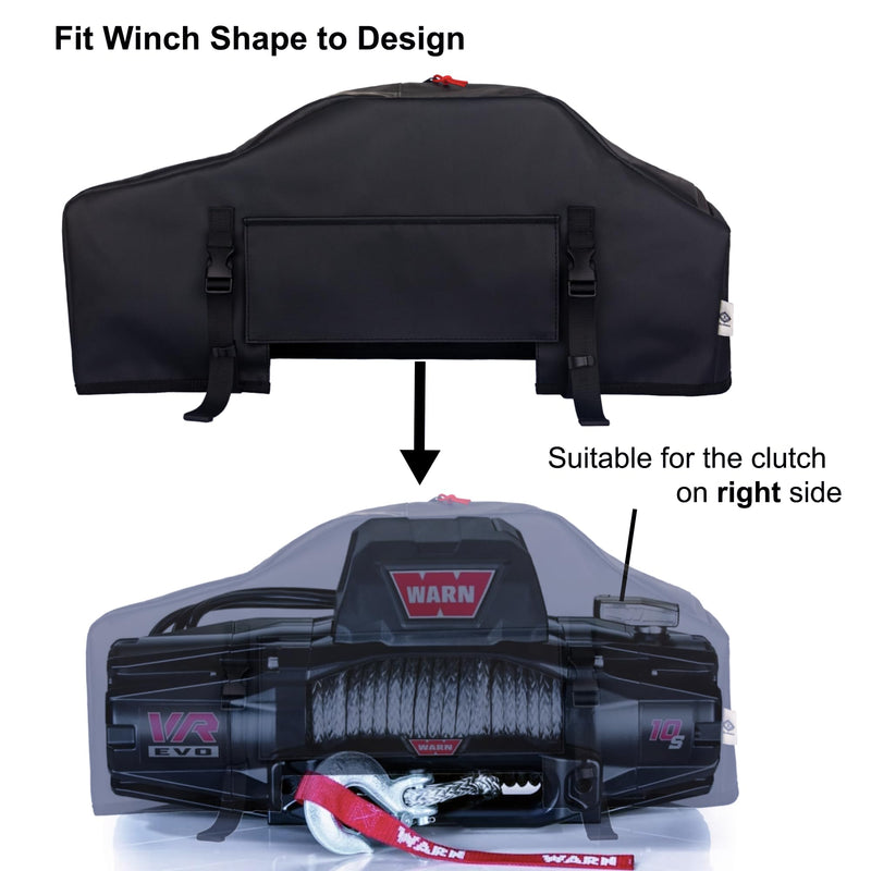 Winch Cover, High Quality UV-resistant Waterproof Winch Protective Cover, Indoor/Outdoor Winch Accessories, Weather Resistant Dust Cover for Electric Winches 8000-12000 lbs up to 13500 lbs (black) Portable Winch Cover