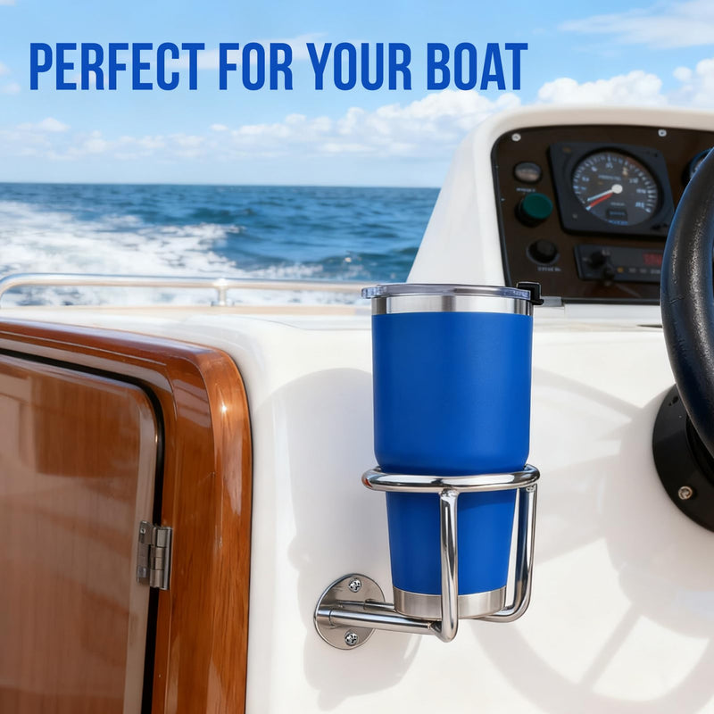 2 PCS Boat Ring Cup Holder Stainless Steel Ringlike Drink Holder for Marine Yacht