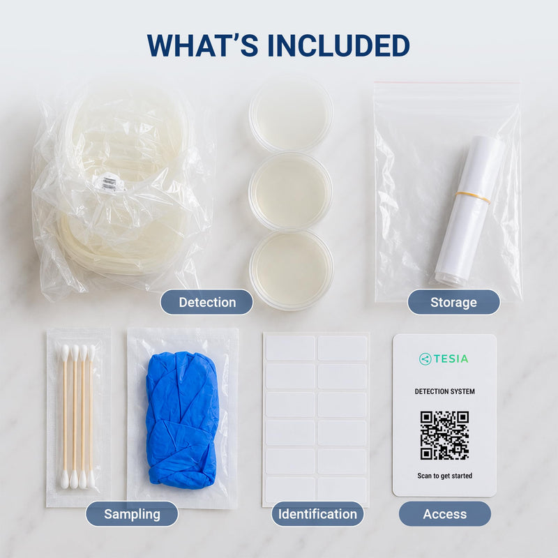 TESIA AI Mold Test Kit for Home, 8 Air & Surface Tests + 30 App Scans, Guided Results & Next Steps, No Lab Required, DIY Mold Detection for HVAC, AC Vents, Bathroom, Basement