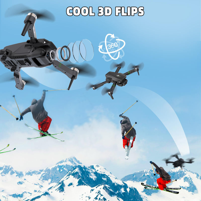 Drones with Camera for Adults 4K 1080P, Mini Drone with Camera, Altitude Hold, One Key Take Off/Landing, Headless Mode, 3D Flip, 3 Speed Mode, Foldable Remote Control Drone with 2 Batteries for Beginners Deep Black