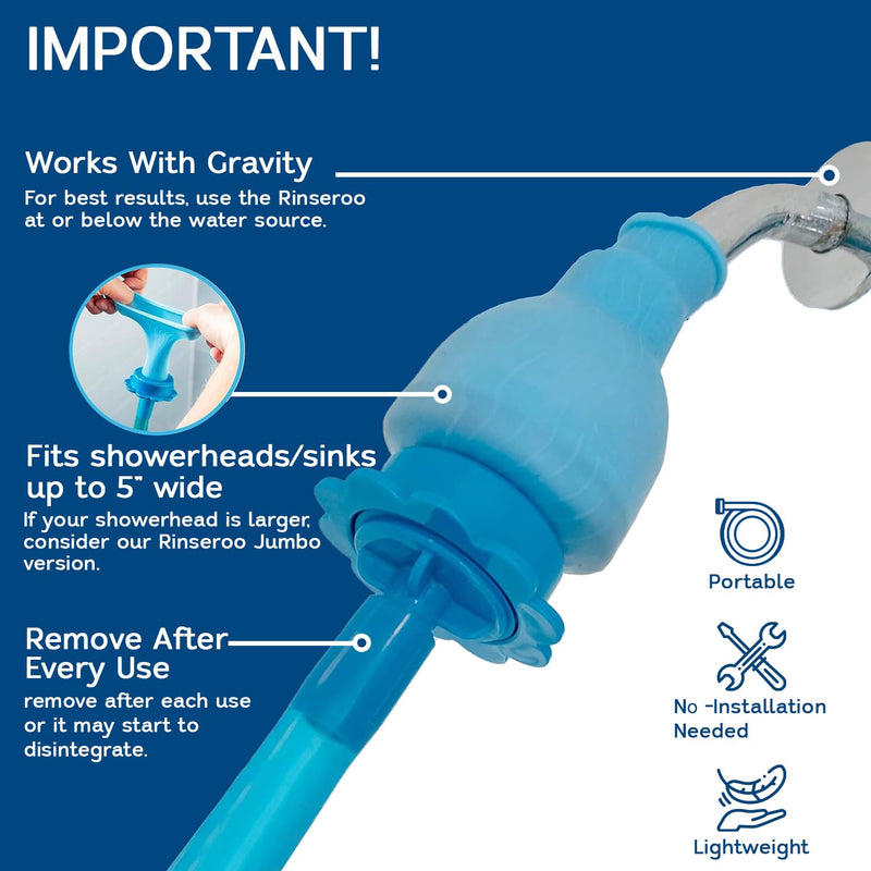Rinseroo: "Shower Cleaning Thing"–Slip-On Handheld Hose Attachment for Fast, Mess-Free Shower Wall Rinsing–6 Ft Hose, Fits Up to 5" Shower Head –Temporarily Converts Standard Shower into Handheld 6 FT Shower Hose